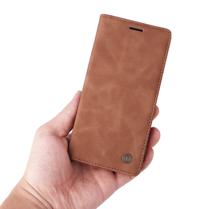 006 Series For Samsung Galaxy S23+ Case PU Leather Sucker Closure Phone Stand Cover