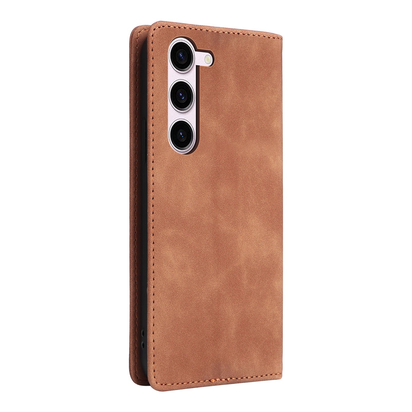 006 Series For Samsung Galaxy S23+ Case PU Leather Sucker Closure Phone Stand Cover