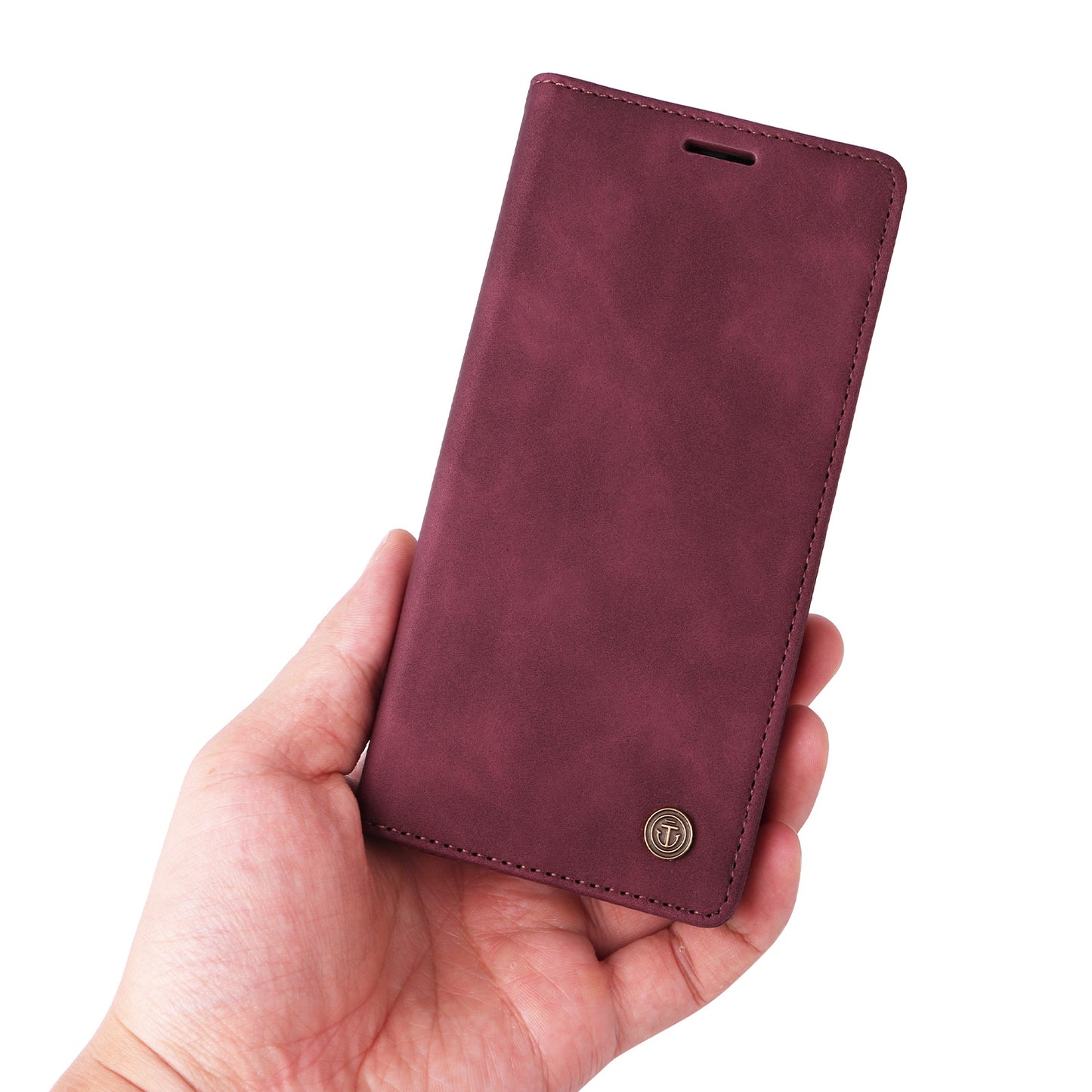 006 Series For Samsung Galaxy S23+ Case PU Leather Sucker Closure Phone Stand Cover