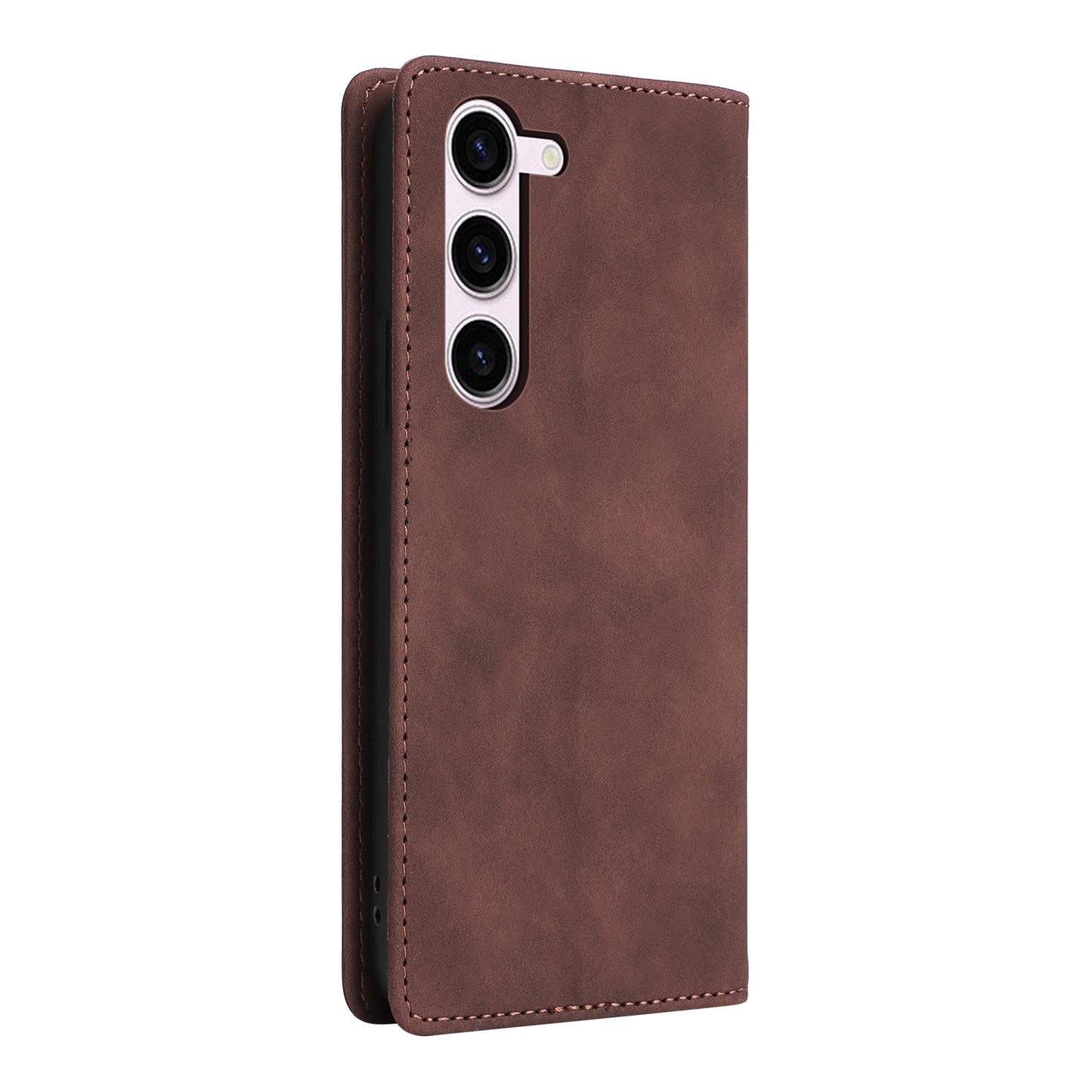 006 Series For Samsung Galaxy S23+ Case PU Leather Sucker Closure Phone Stand Cover