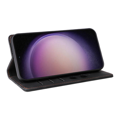 006 Series For Samsung Galaxy S23+ Case PU Leather Sucker Closure Phone Stand Cover