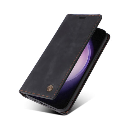 006 Series For Samsung Galaxy S23+ Case PU Leather Sucker Closure Phone Stand Cover