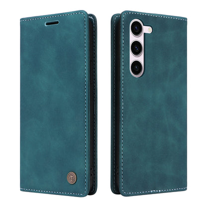 006 Series For Samsung Galaxy S23+ Case PU Leather Sucker Closure Phone Stand Cover