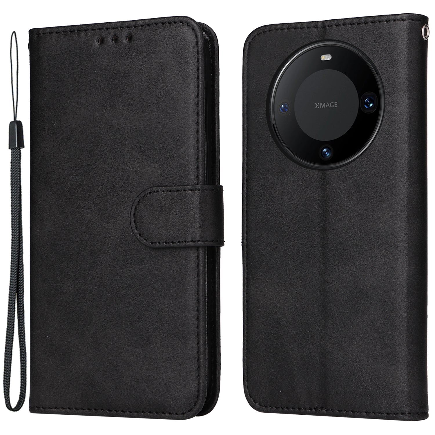 For Huawei Mate 60 Case Calf Texture Wallet Stand PU Leather Slim-fit Phone Cover