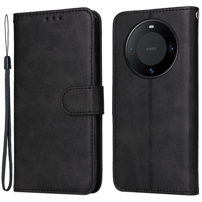 For Huawei Mate 60 Case Calf Texture Wallet Stand PU Leather Slim-fit Phone Cover
