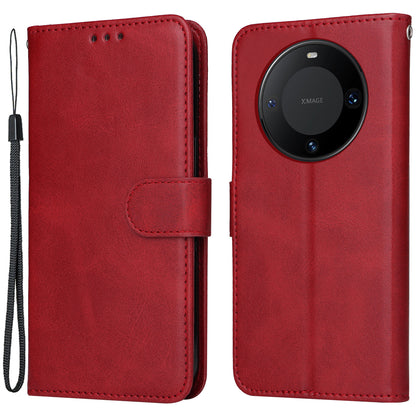For Huawei Mate 60 Case Calf Texture Wallet Stand PU Leather Slim-fit Phone Cover