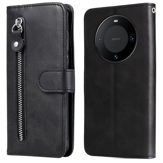 For Huawei Mate 60 Case Anti-Scratch Shell Zipper Pocket Wallet Stand Phone Cover