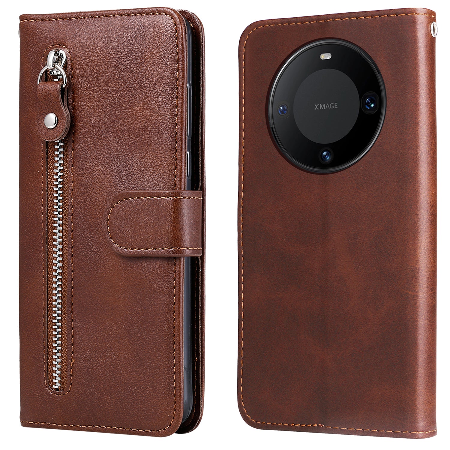 For Huawei Mate 60 Case Anti-Scratch Shell Zipper Pocket Wallet Stand Phone Cover