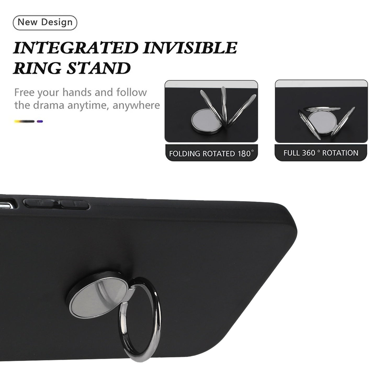 For Samsung Galaxy A05s 4G Case Matte TPU Protective Phone Cover with Ring Kickstand