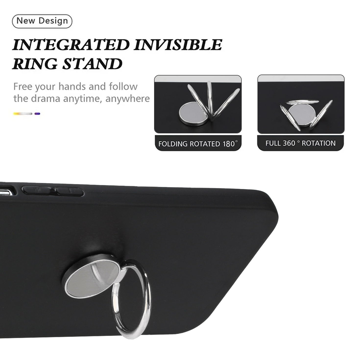 For Samsung Galaxy A05s 4G Case Matte TPU Protective Phone Cover with Ring Kickstand