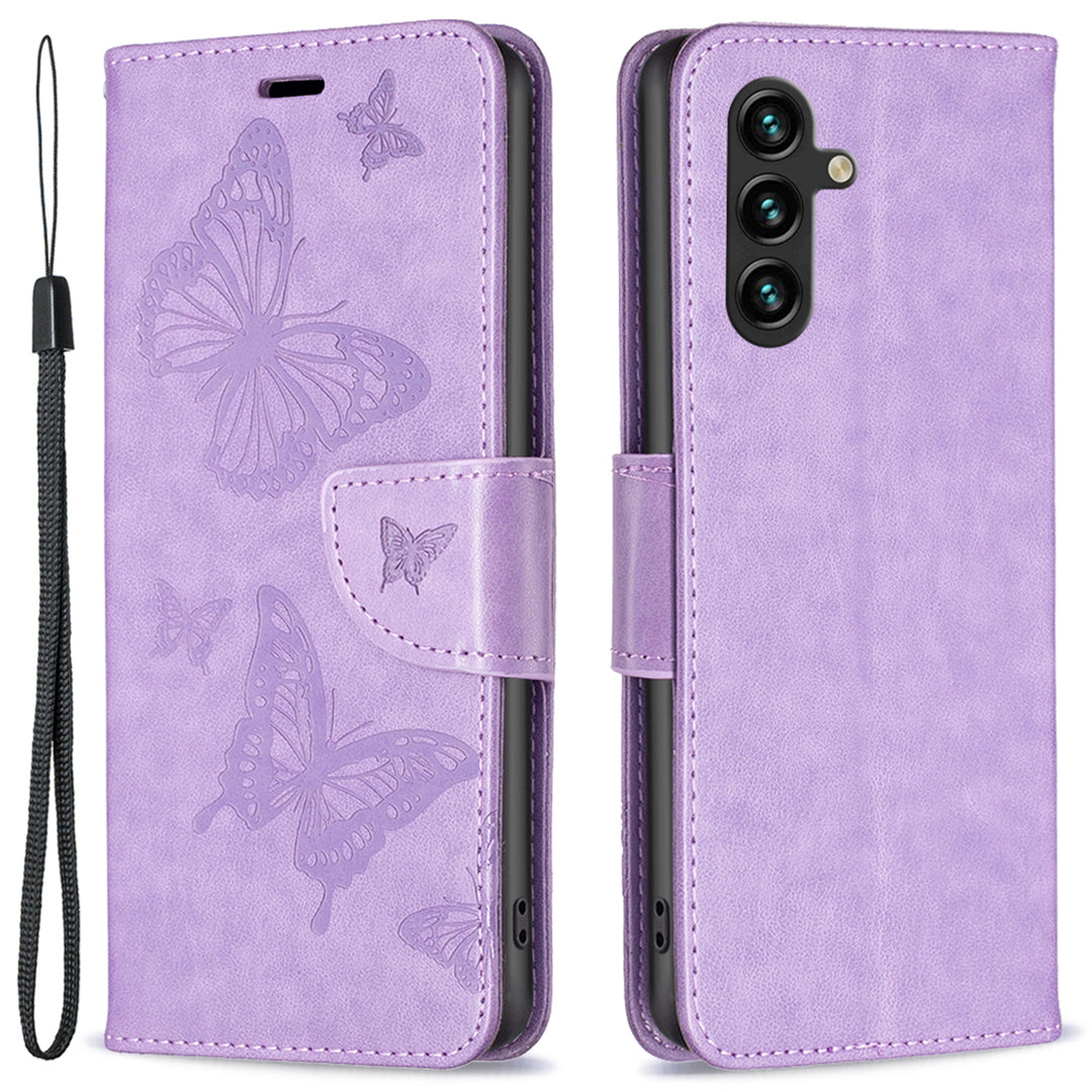 For Samsung Galaxy A15 4G Case Butterfly Imprinted PU Leather Wallet Cover