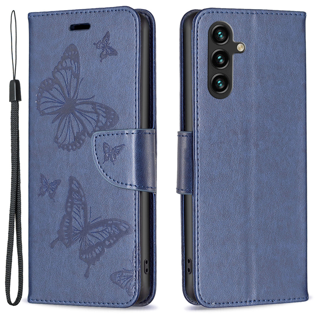 For Samsung Galaxy A15 4G Case Butterfly Imprinted PU Leather Wallet Cover
