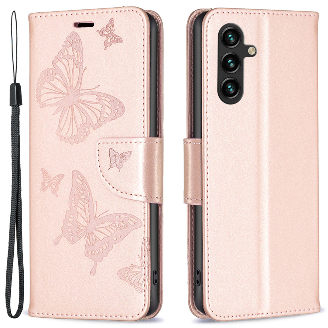 For Samsung Galaxy A15 4G Case Butterfly Imprinted PU Leather Wallet Cover