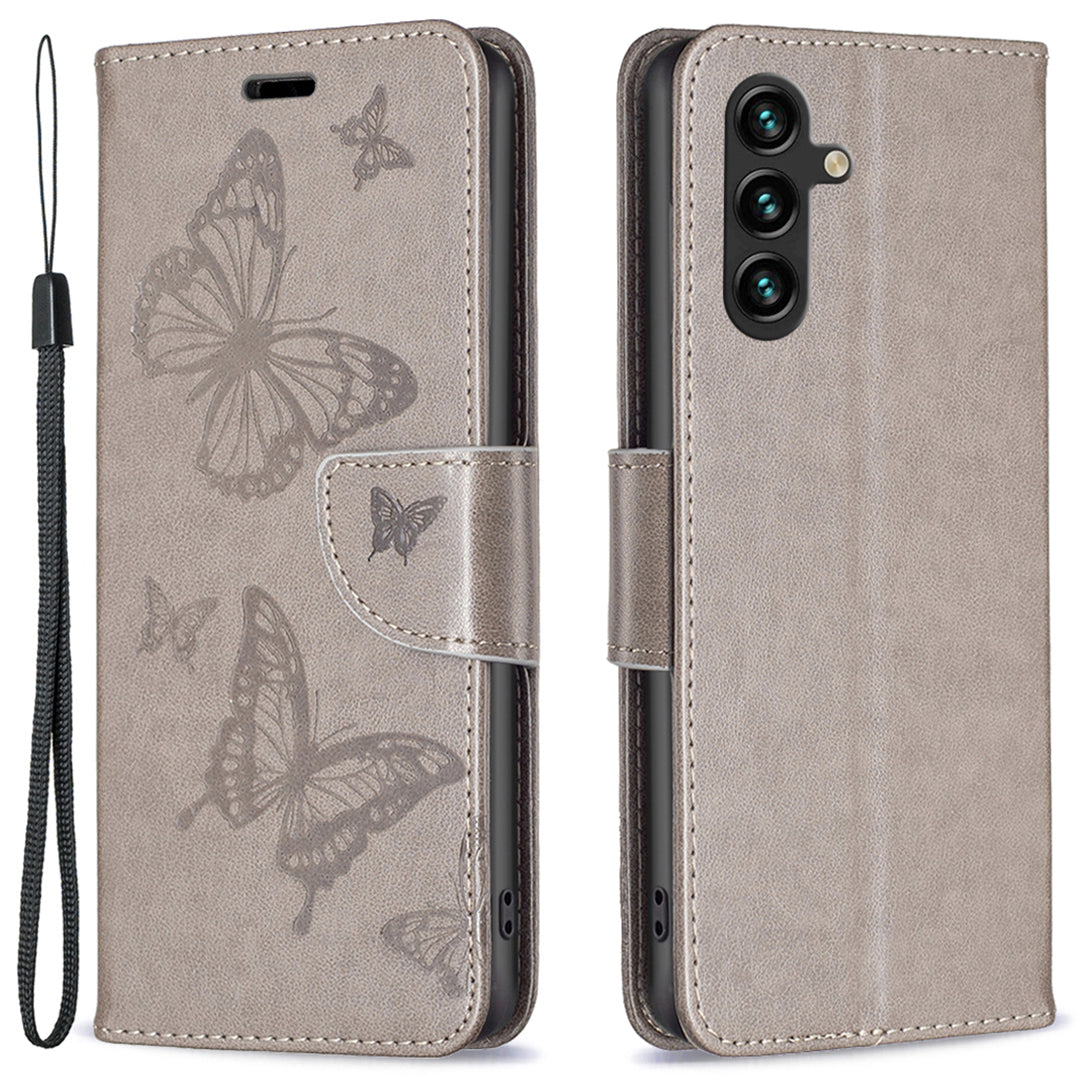 For Samsung Galaxy A15 4G Case Butterfly Imprinted PU Leather Wallet Cover
