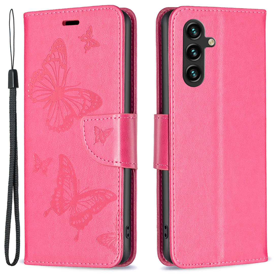 For Samsung Galaxy A15 4G Case Butterfly Imprinted PU Leather Wallet Cover