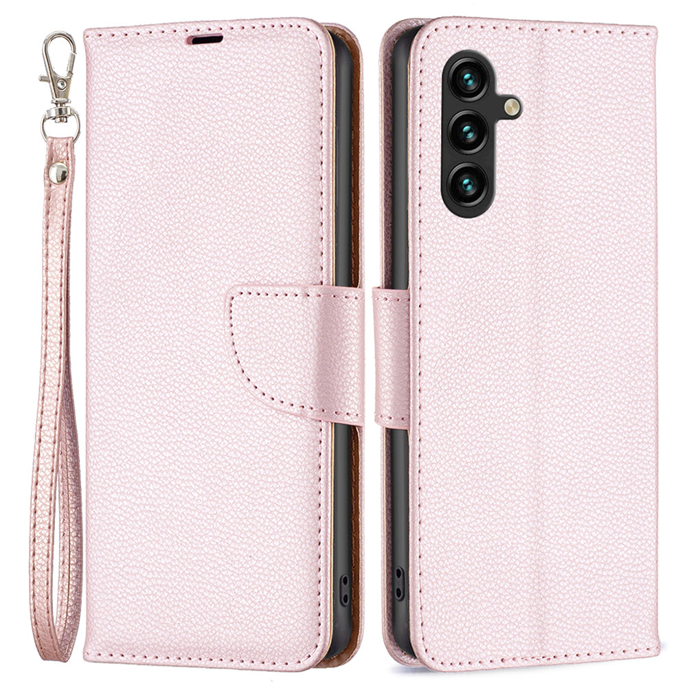 For Samsung Galaxy A15 4G Case Litchi Texture PU Leather Wallet Cell Phone Cover