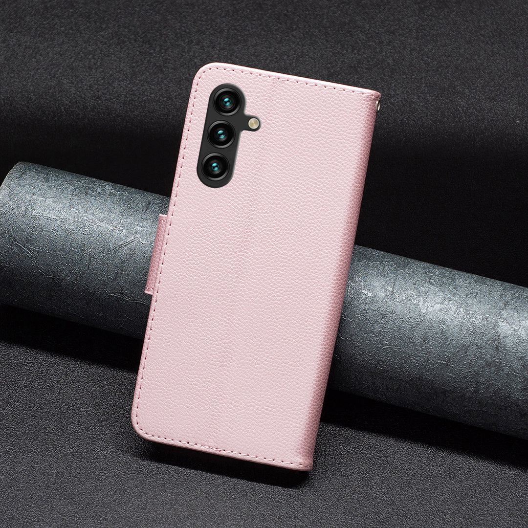 For Samsung Galaxy A15 4G Case Litchi Texture PU Leather Wallet Cell Phone Cover
