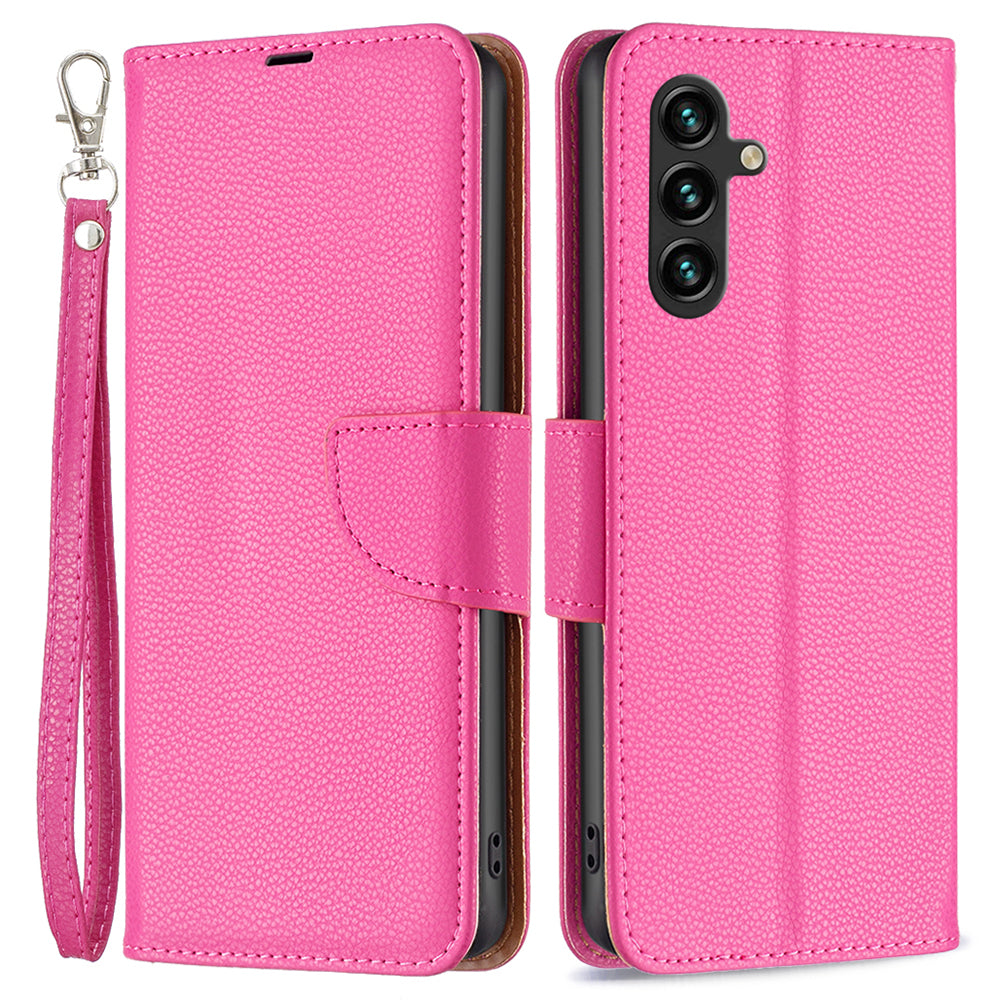 For Samsung Galaxy A15 4G Case Litchi Texture PU Leather Wallet Cell Phone Cover
