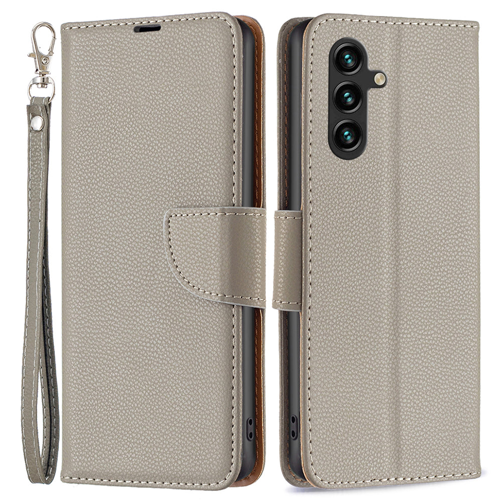 For Samsung Galaxy A15 4G Case Litchi Texture PU Leather Wallet Cell Phone Cover