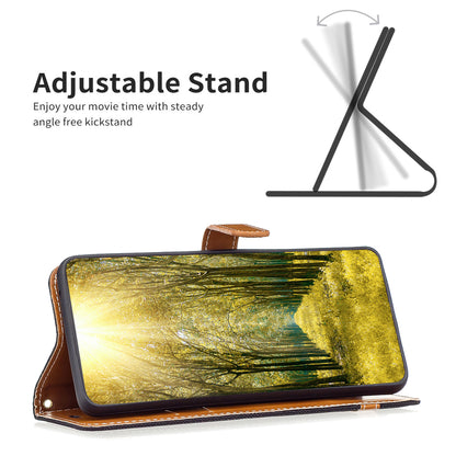 For Samsung Galaxy A15 4G Case Jeans Cloth Splicing PU Leather Phone Cover