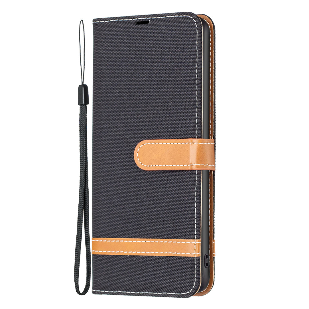 For Samsung Galaxy A15 4G Case Jeans Cloth Splicing PU Leather Phone Cover