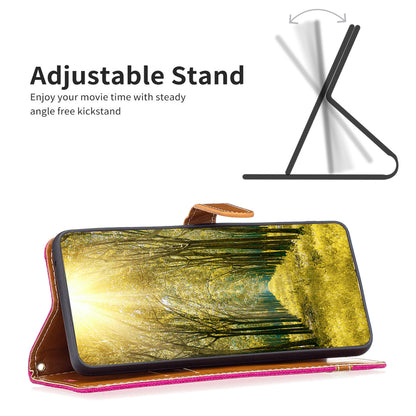 For Samsung Galaxy A15 4G Case Jeans Cloth Splicing PU Leather Phone Cover