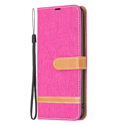 For Samsung Galaxy A15 4G Case Jeans Cloth Splicing PU Leather Phone Cover
