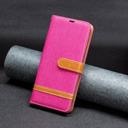 For Samsung Galaxy A15 4G Case Jeans Cloth Splicing PU Leather Phone Cover