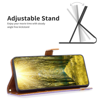For Samsung Galaxy A15 4G Case Jeans Cloth Splicing PU Leather Phone Cover