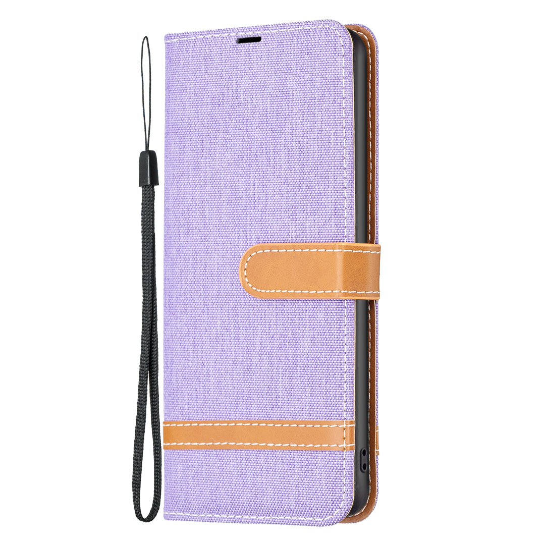 For Samsung Galaxy A15 4G Case Jeans Cloth Splicing PU Leather Phone Cover