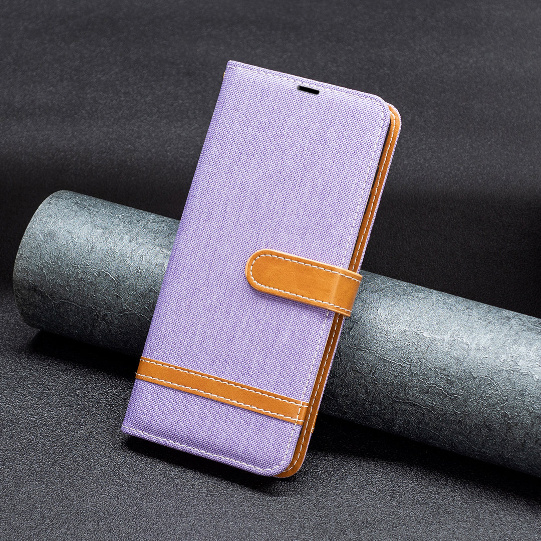 For Samsung Galaxy A15 4G Case Jeans Cloth Splicing PU Leather Phone Cover