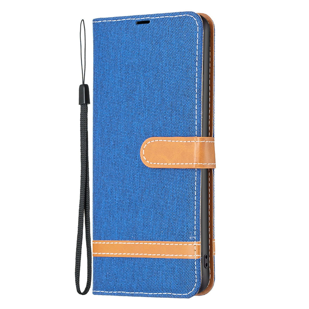 For Samsung Galaxy A15 4G Case Jeans Cloth Splicing PU Leather Phone Cover