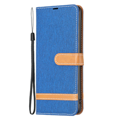For Samsung Galaxy A15 4G Case Jeans Cloth Splicing PU Leather Phone Cover