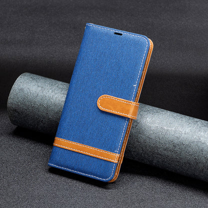 For Samsung Galaxy A15 4G Case Jeans Cloth Splicing PU Leather Phone Cover