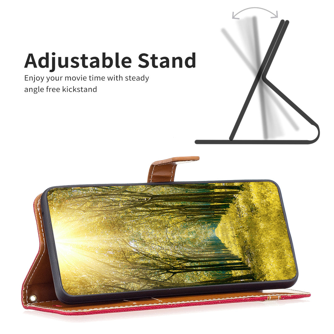For Samsung Galaxy A15 4G Case Jeans Cloth Splicing PU Leather Phone Cover