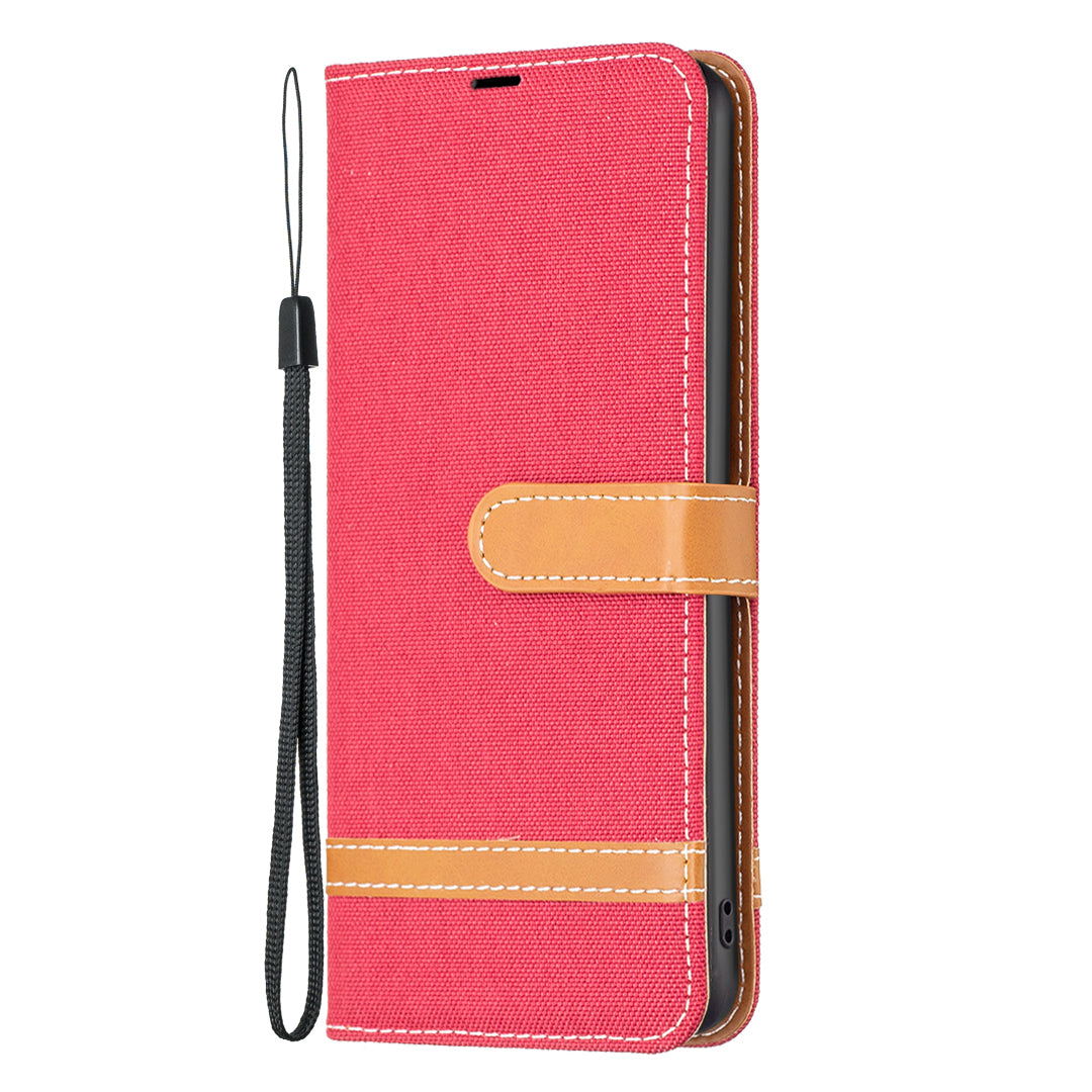 For Samsung Galaxy A15 4G Case Jeans Cloth Splicing PU Leather Phone Cover