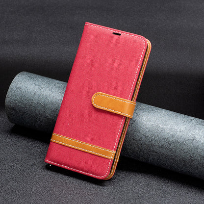 For Samsung Galaxy A15 4G Case Jeans Cloth Splicing PU Leather Phone Cover