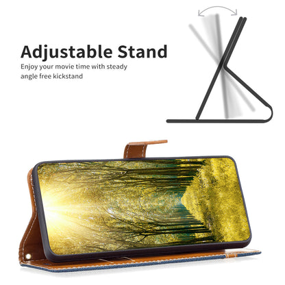 For Samsung Galaxy A15 4G Case Jeans Cloth Splicing PU Leather Phone Cover