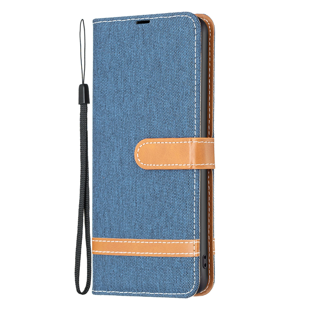 For Samsung Galaxy A15 4G Case Jeans Cloth Splicing PU Leather Phone Cover