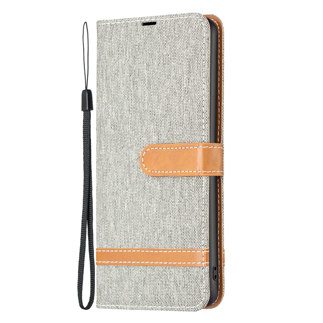 For Samsung Galaxy A15 4G Case Jeans Cloth Splicing PU Leather Phone Cover