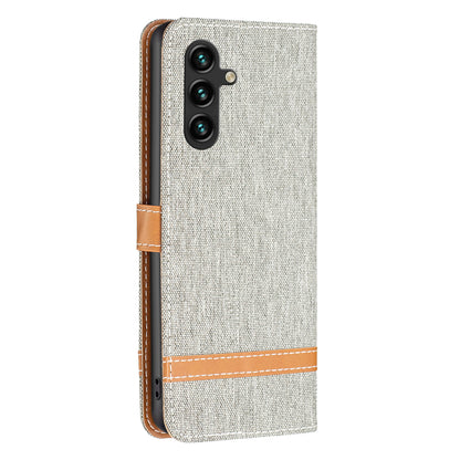 For Samsung Galaxy A15 4G Case Jeans Cloth Splicing PU Leather Phone Cover