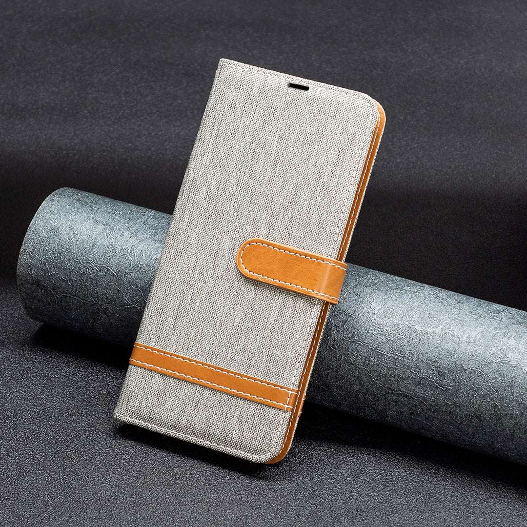 For Samsung Galaxy A15 4G Case Jeans Cloth Splicing PU Leather Phone Cover