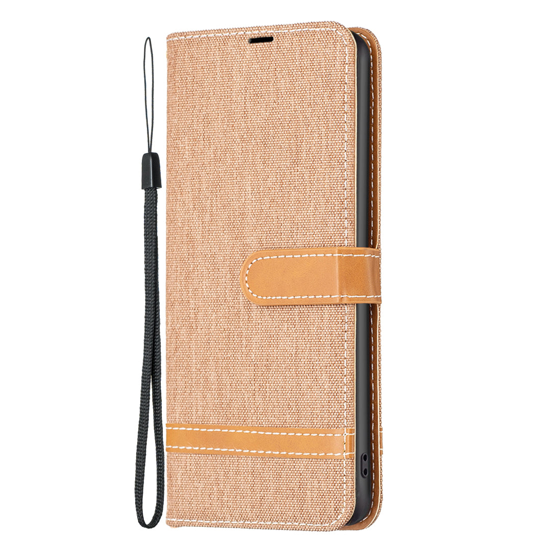 For Samsung Galaxy A15 4G Case Jeans Cloth Splicing PU Leather Phone Cover