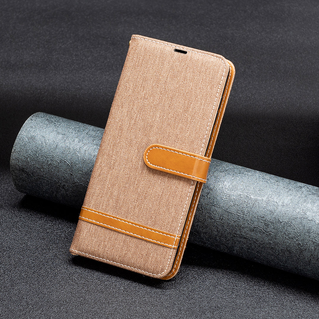 For Samsung Galaxy A15 4G Case Jeans Cloth Splicing PU Leather Phone Cover