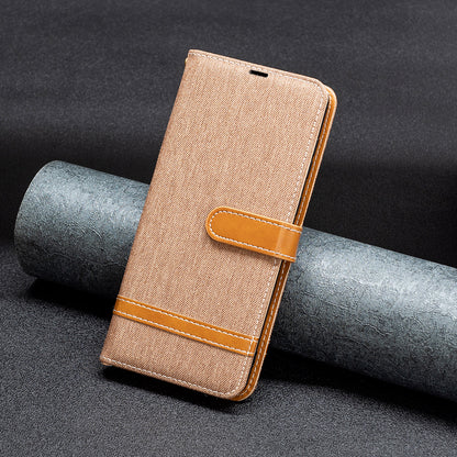 For Samsung Galaxy A15 4G Case Jeans Cloth Splicing PU Leather Phone Cover
