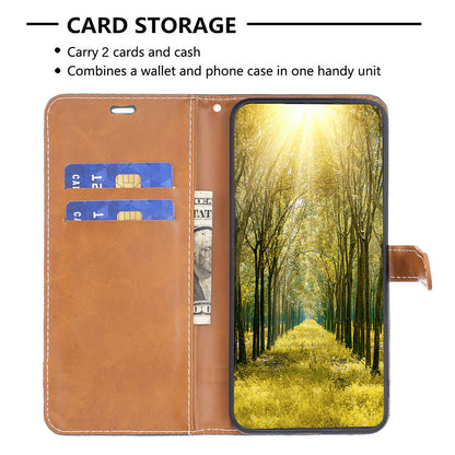 For Samsung Galaxy A15 4G Case Jeans Cloth Splicing PU Leather Phone Cover