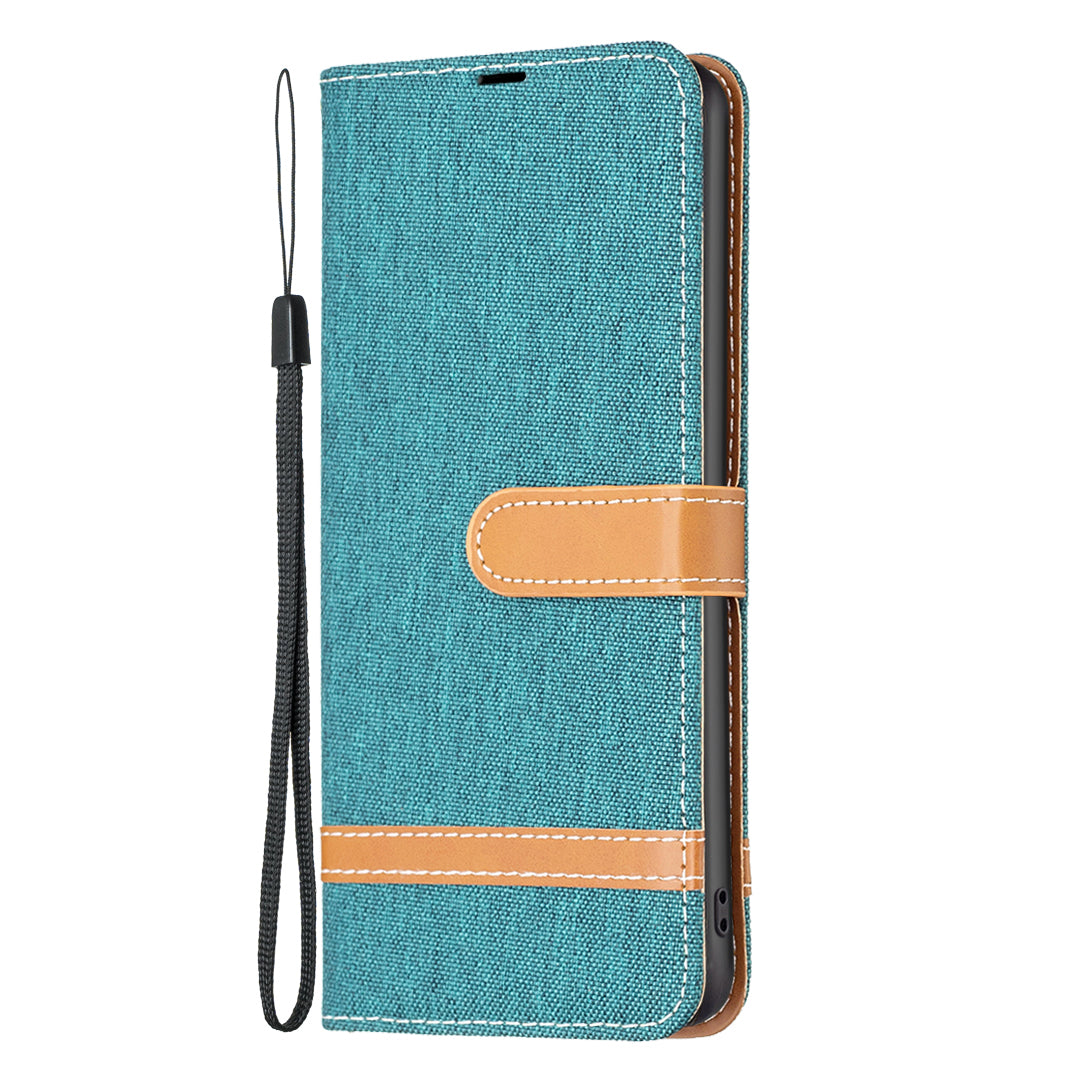 For Samsung Galaxy A15 4G Case Jeans Cloth Splicing PU Leather Phone Cover