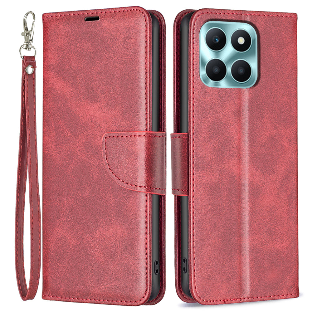 For Honor X6a 4G Case Textured PU Leather Stand Wallet Cell Phone Cover