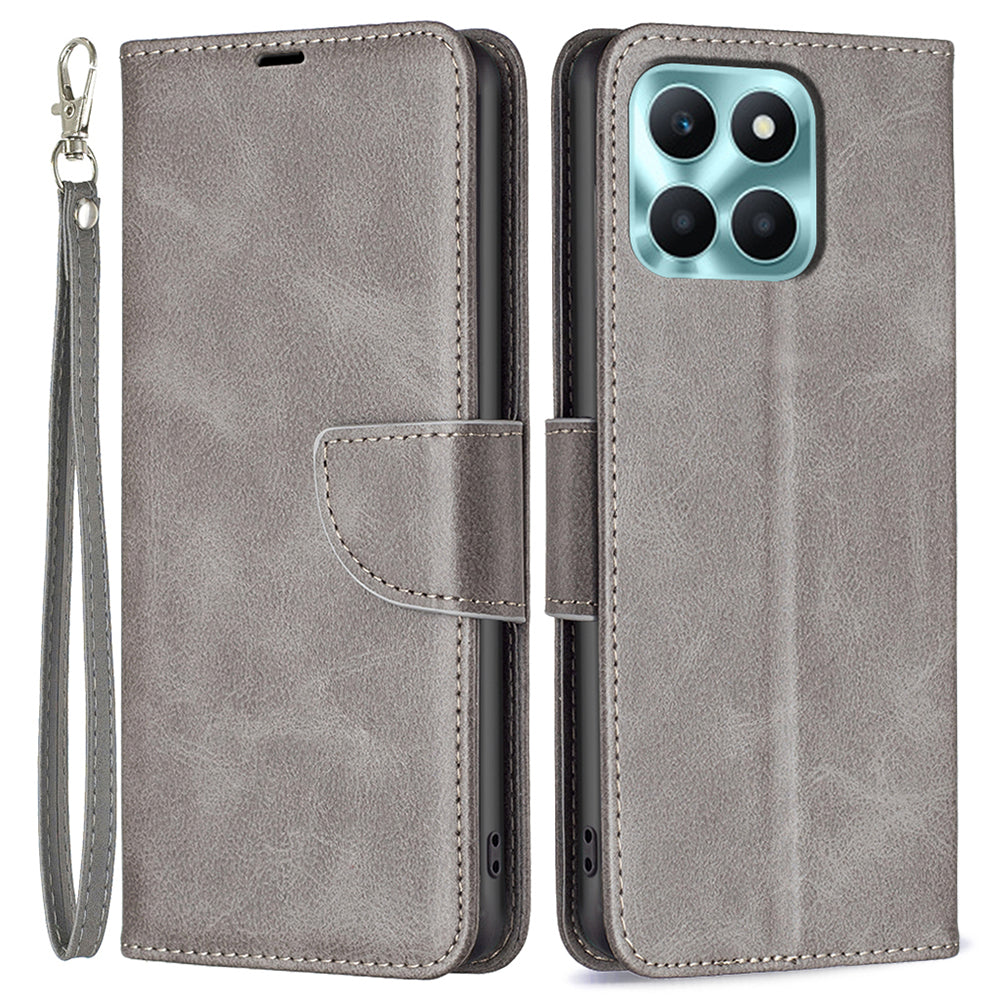 For Honor X6a 4G Case Textured PU Leather Stand Wallet Cell Phone Cover