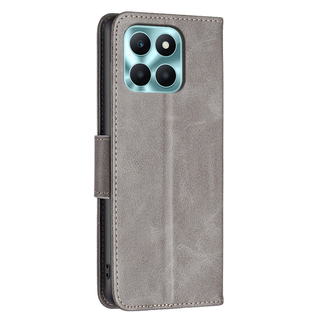 For Honor X6a 4G Case Textured PU Leather Stand Wallet Cell Phone Cover